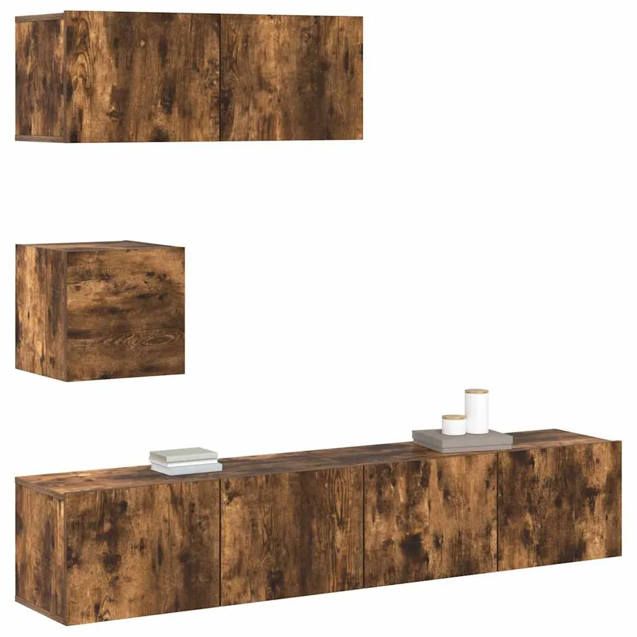 Ensemble de meubles TV 4 pcs Chêne fumé Bois d'ingénierie - 4