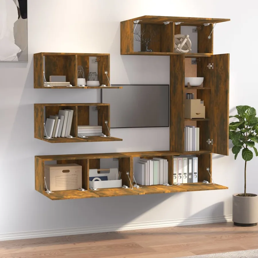 Ensemble de meubles TV 6 pcs Chêne fumé Bois d'ingénierie - 3
