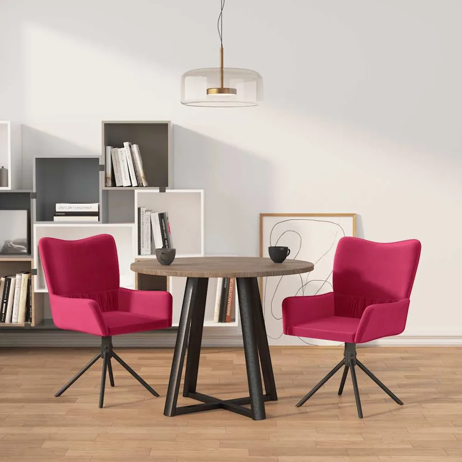 Chaises pivotantes à manger lot de 2 Rouge bordeaux Velours