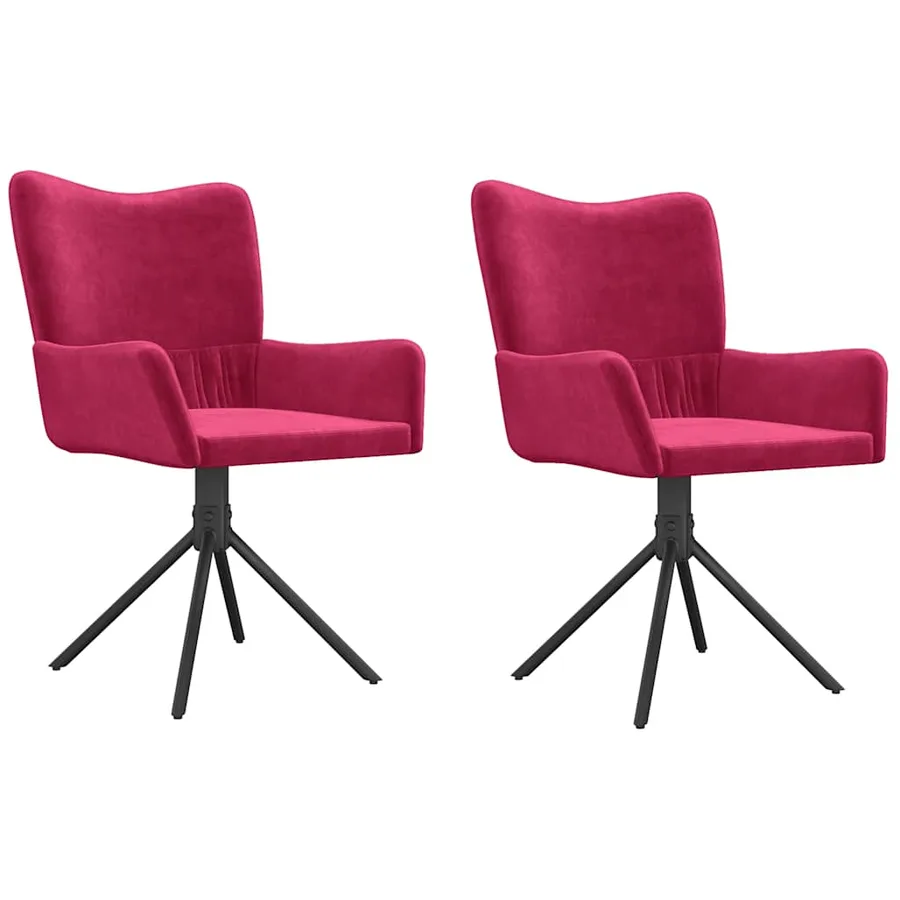 Chaises pivotantes à manger lot de 2 Rouge bordeaux Velours - 2