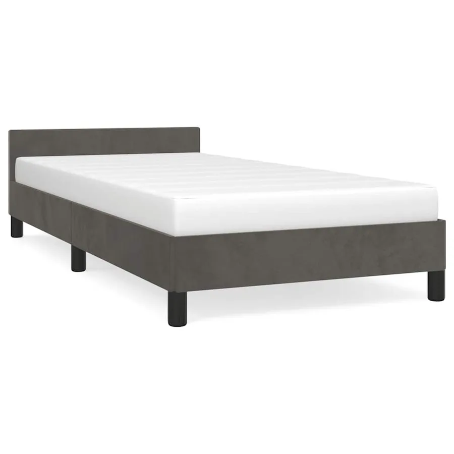 Cadre de lit sans matelas gris foncé 80x200 cm velours - 2