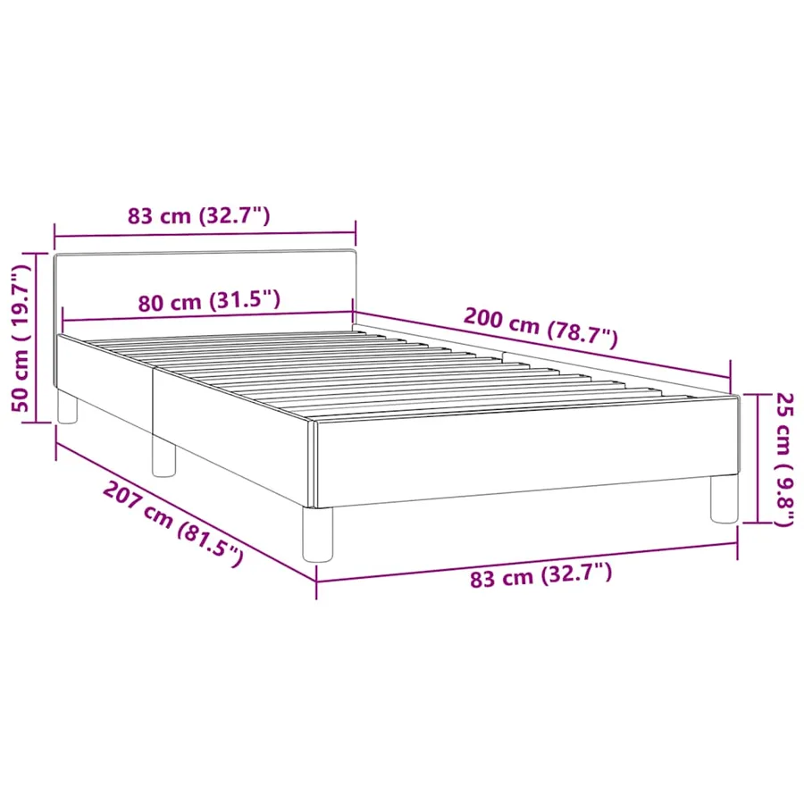 Cadre de lit sans matelas gris foncé 80x200 cm velours - 9