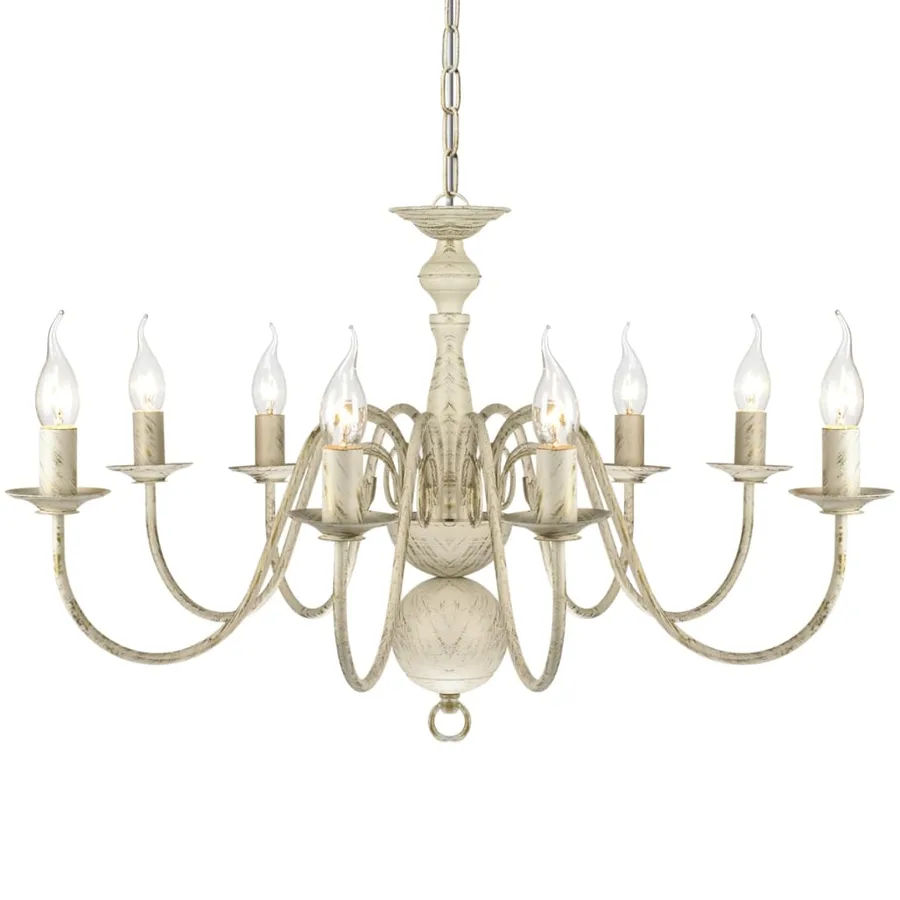 Lustre en métal blanc antique 8 x E14 ampoules - 3