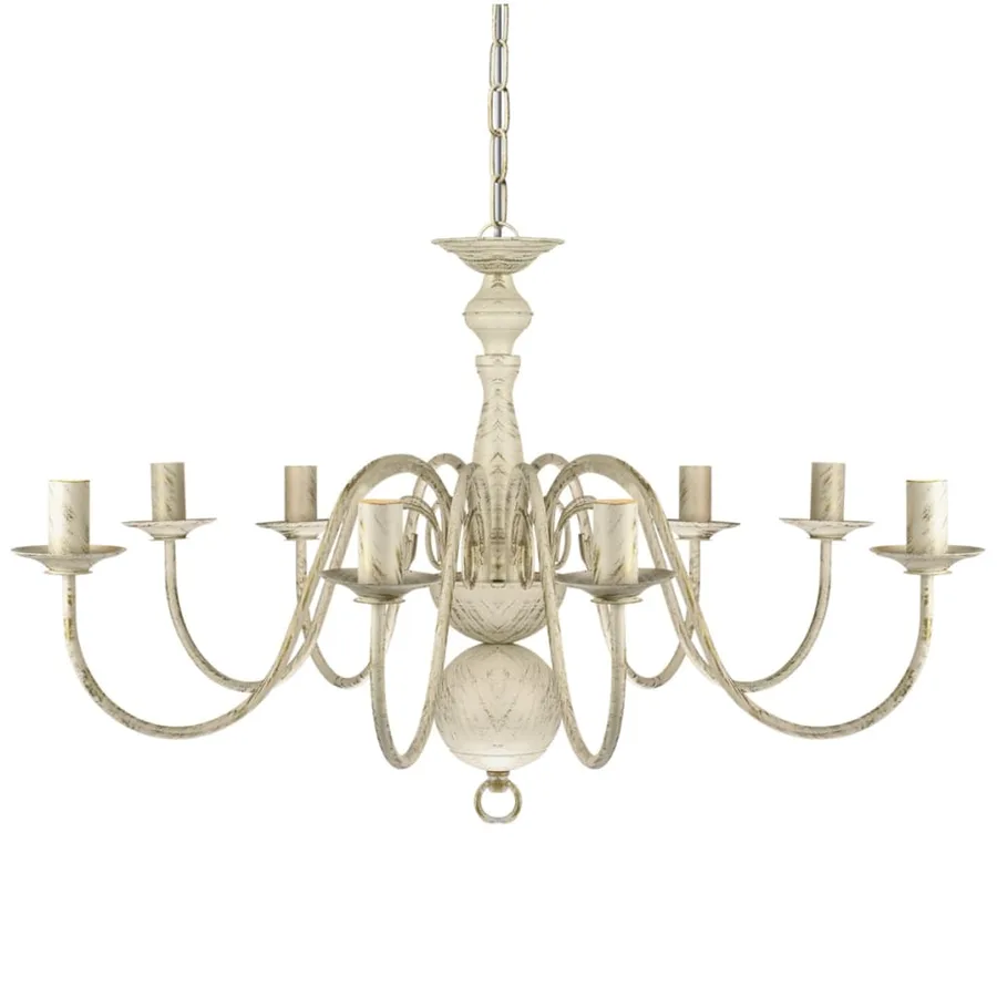 Lustre en métal blanc antique 8 x E14 ampoules - 4