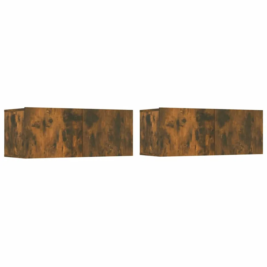 Meubles TV 2 pcs chêne fumé 80x30x30 cm bois d'ingénierie - 2