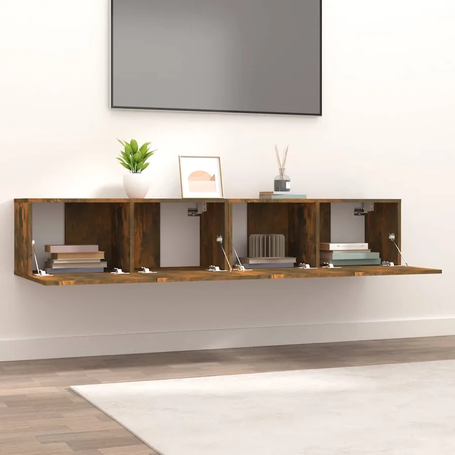 Meubles TV 2 pcs chêne fumé 80x30x30 cm bois d'ingénierie - 3