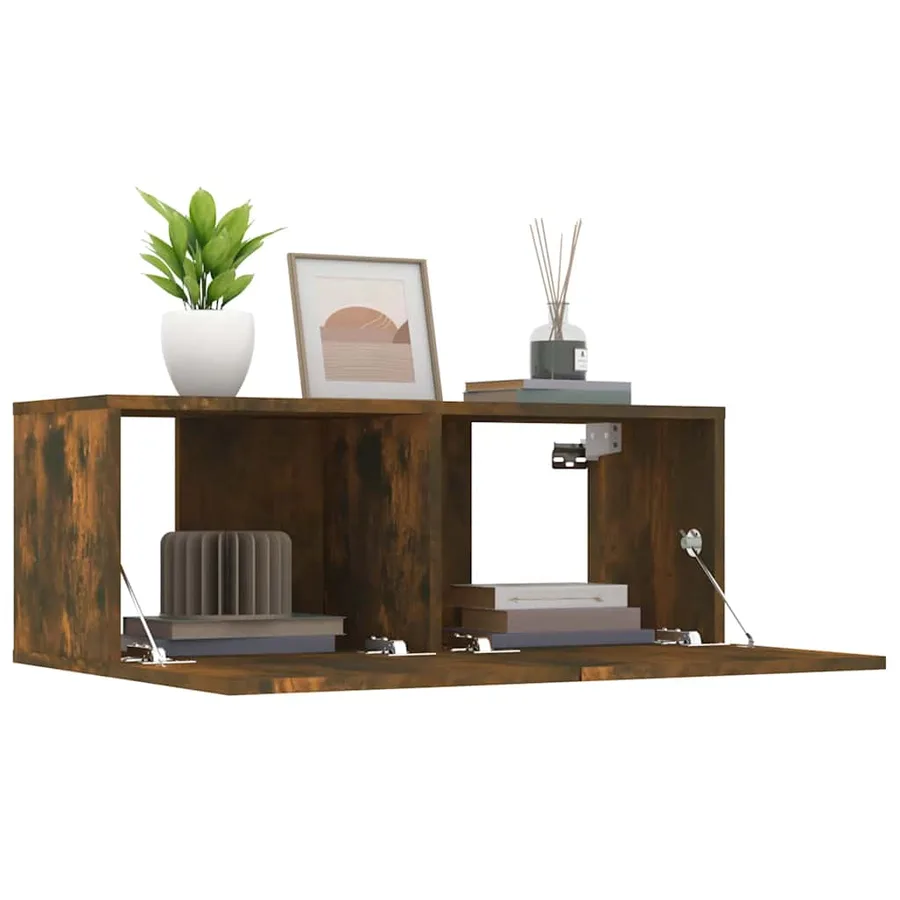 Meubles TV 2 pcs chêne fumé 80x30x30 cm bois d'ingénierie - 9