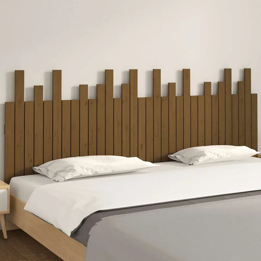 Tête de lit murale Marron miel 204x3x80 cm Bois massif de pin - 3