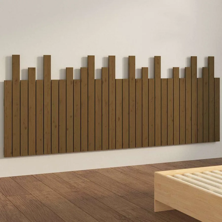 Tête de lit murale Marron miel 204x3x80 cm Bois massif de pin - 4