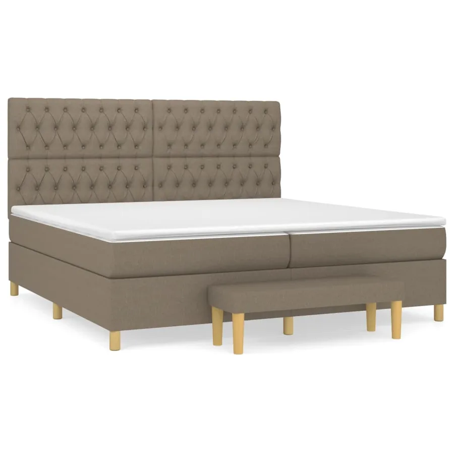 Sommier à lattes de lit avec matelas Taupe 200x200 cm Tissu - 2