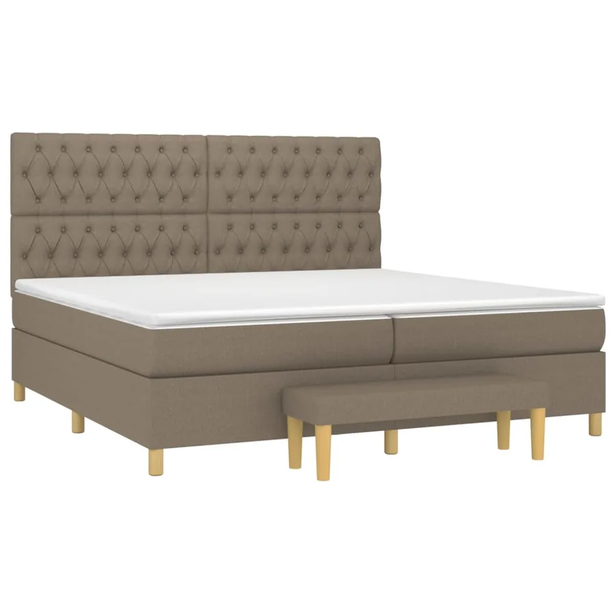 Sommier à lattes de lit avec matelas Taupe 200x200 cm Tissu - 3