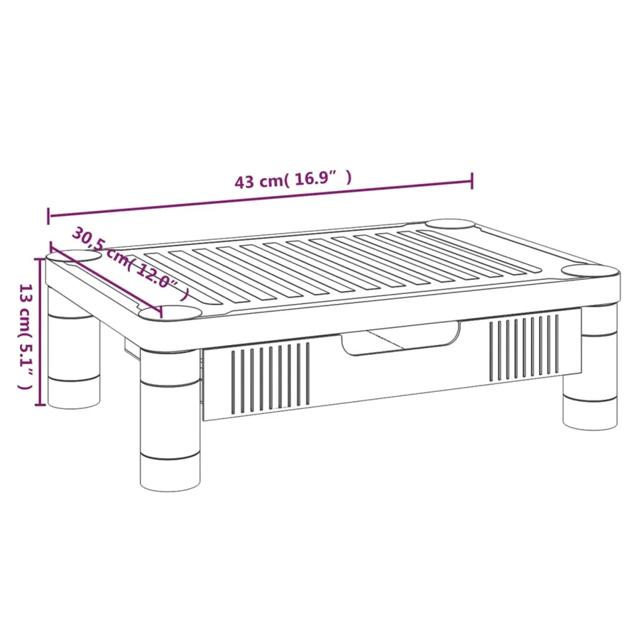 Support de moniteur Noir 43x30,5x13 cm - 8