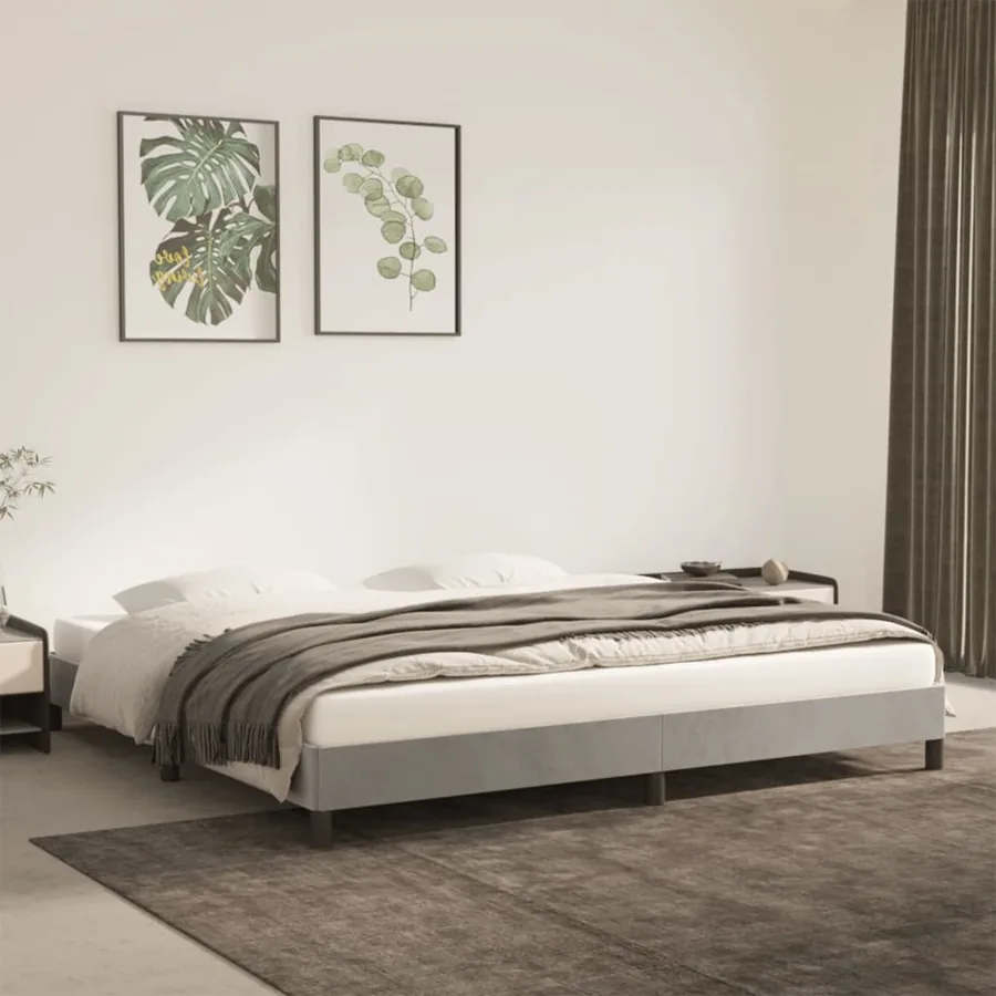 Cadre de lit sans matelas gris clair 200x200 cm velours