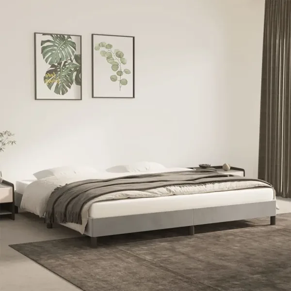 Cadre de lit sans matelas gris clair 200x200 cm velours