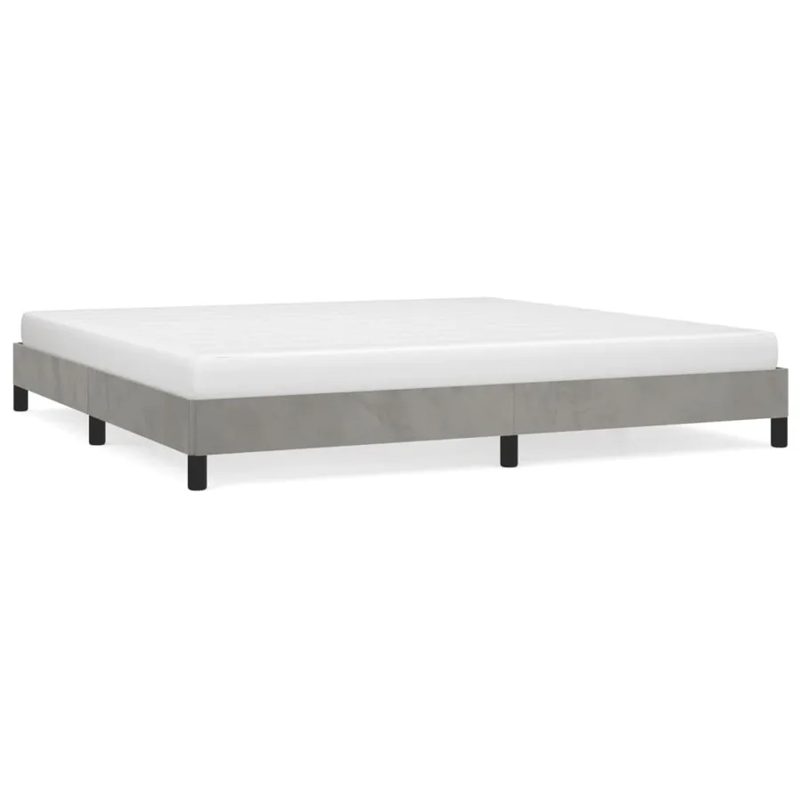 Cadre de lit sans matelas gris clair 200x200 cm velours - 2
