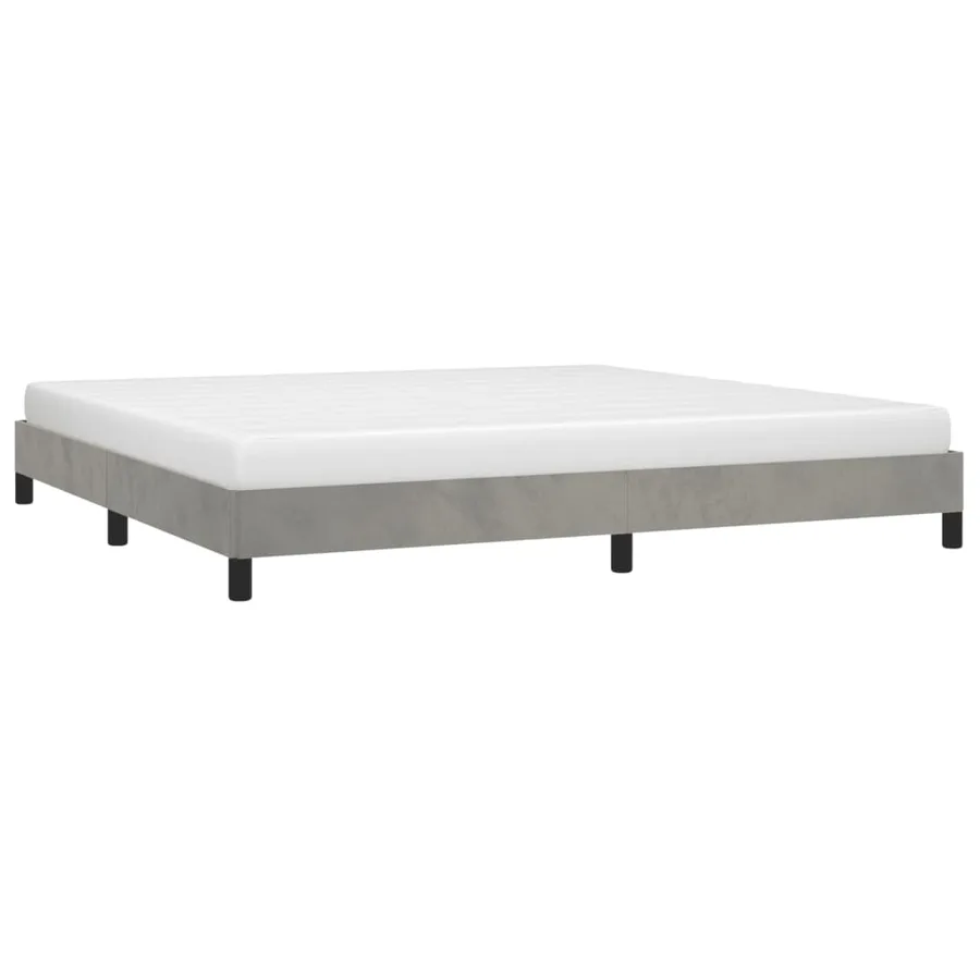 Cadre de lit sans matelas gris clair 200x200 cm velours - 3