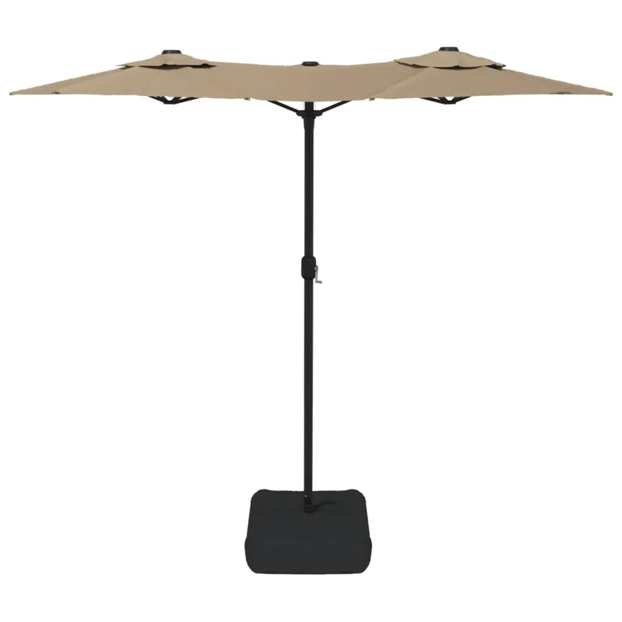 Parasol de jardin à double tête avec LED taupe 316x145 cm - 5