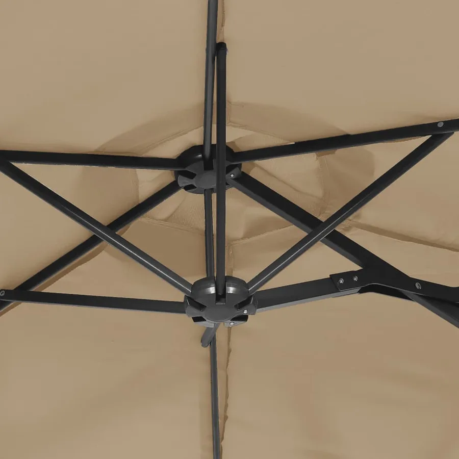 Parasol de jardin à double tête avec LED taupe 316x145 cm - 8