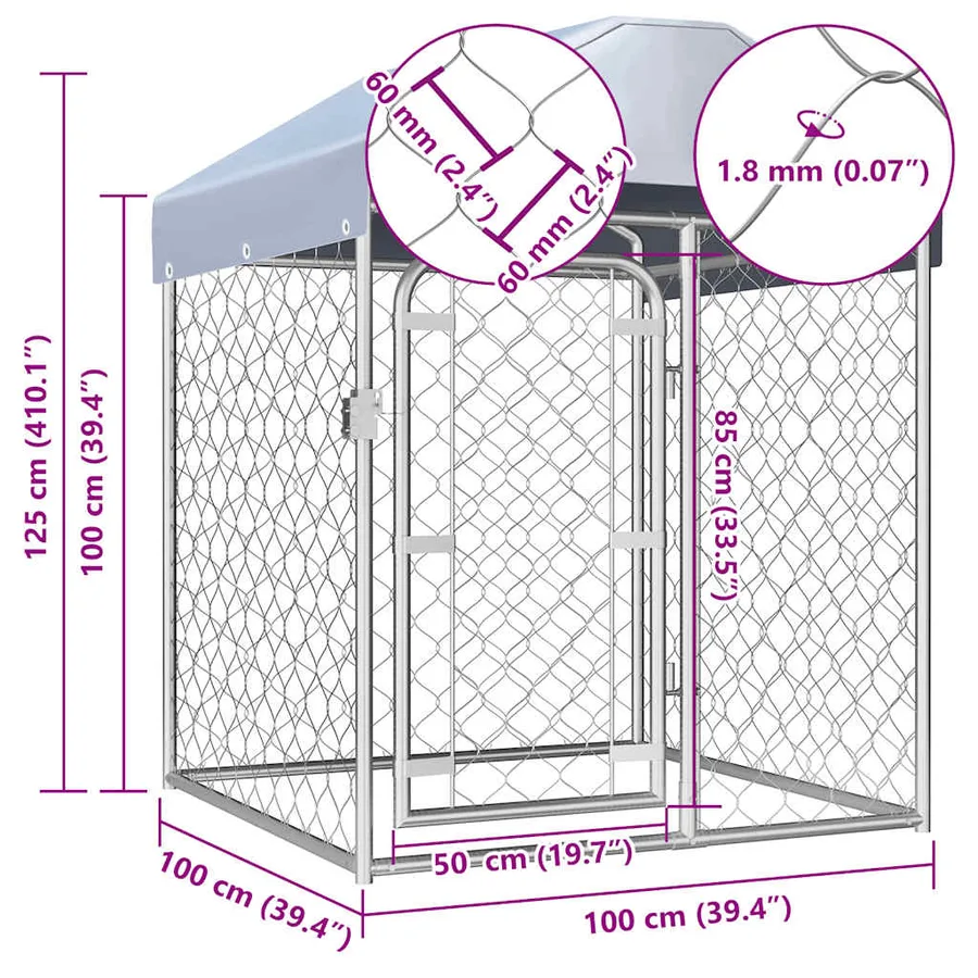 Chenil extérieur avec toit 100 x 100 x 125 cm - 5