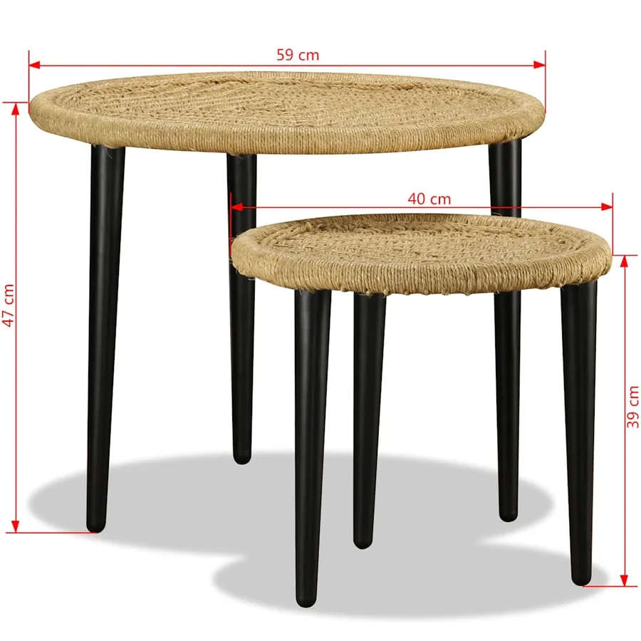 Table basse 2 pcs jute naturelle - 10