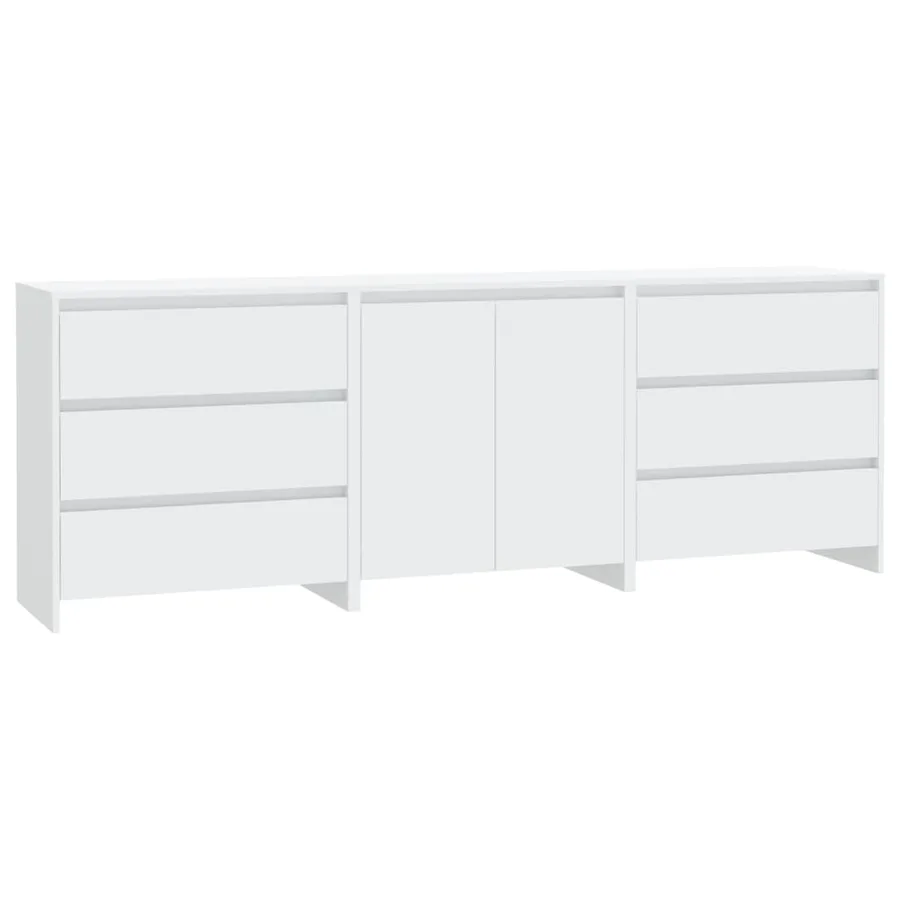 Buffets 3 pcs Blanc Bois d'ingénierie - 2