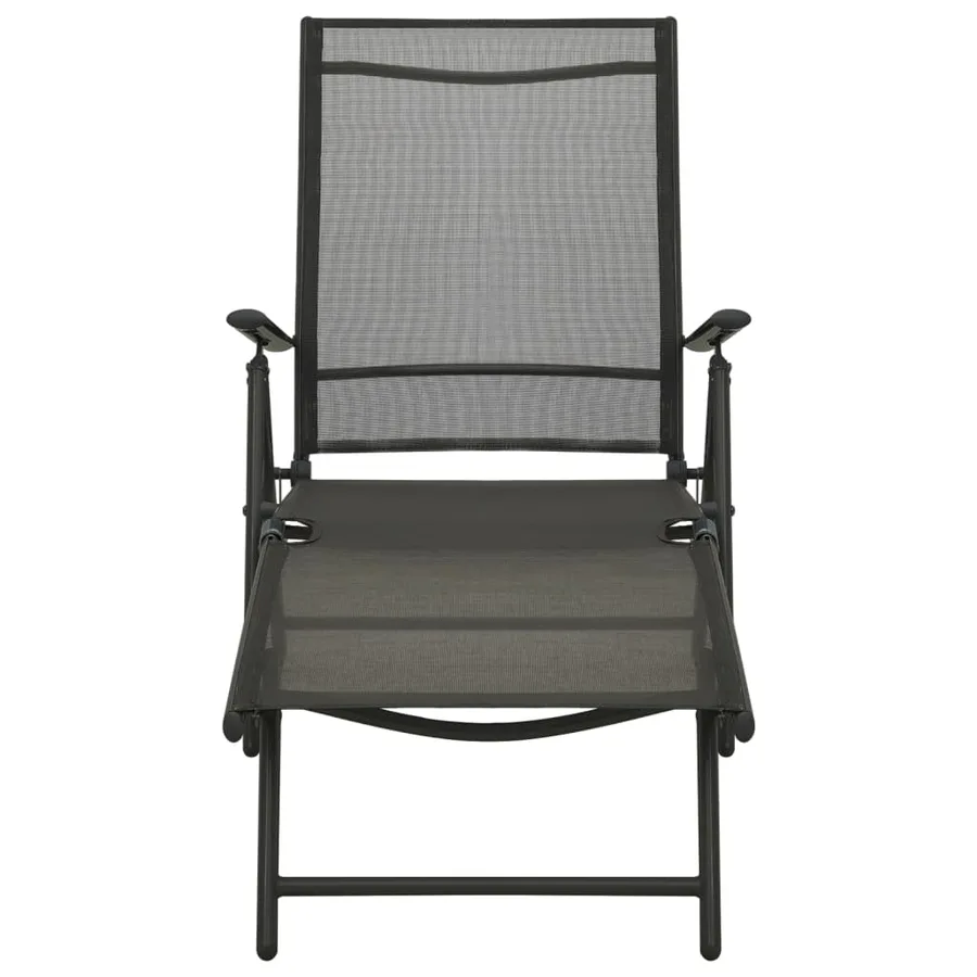 Salon de jardin 3 pcs textilène et aluminium noir - 4