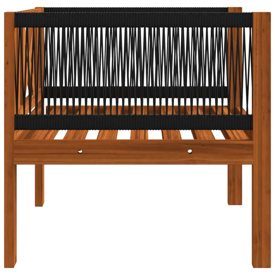 Salon de jardin 7 pièces avec coussins, bois d'acacia crème et corde - 14