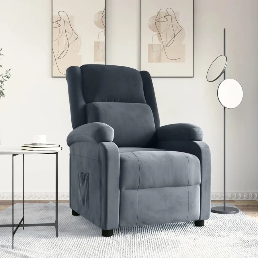 Fauteuil inclinable Gris foncé Velours