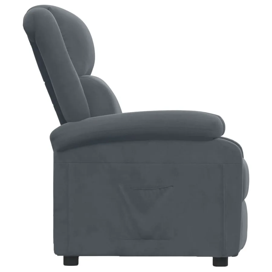 Fauteuil inclinable Gris foncé Velours - 4