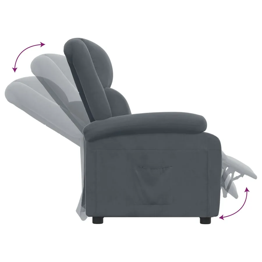 Fauteuil inclinable Gris foncé Velours - 6