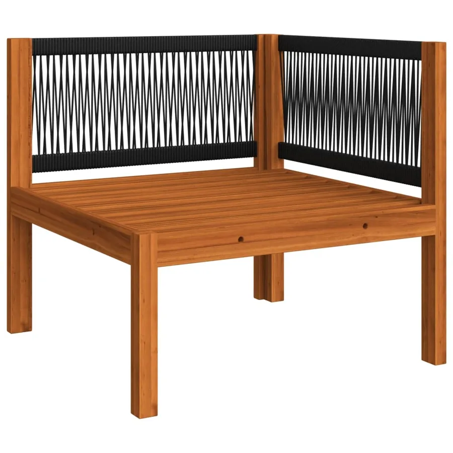 Salon de jardin 7 pièces avec coussins, bois d'acacia crème et corde - 7