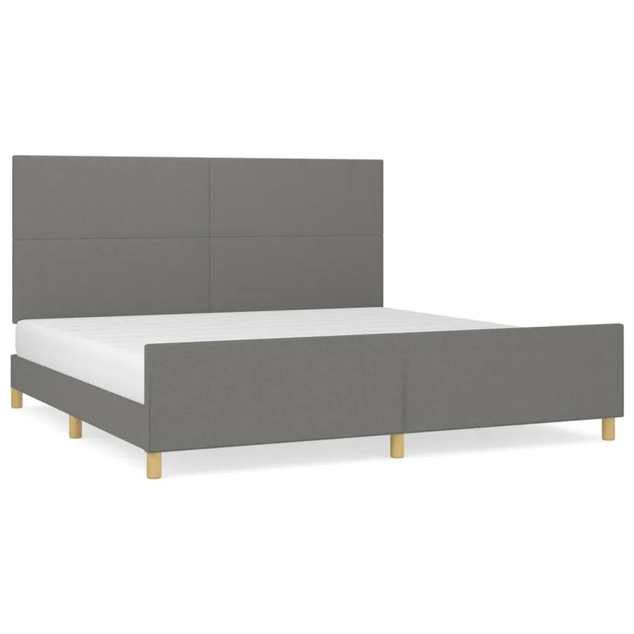 Cadre de lit sans matelas gris foncé 200x200 cm tissu - 2