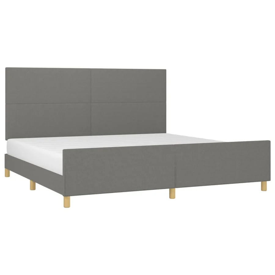 Cadre de lit sans matelas gris foncé 200x200 cm tissu - 3