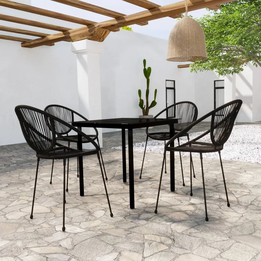 Ensemble à manger de jardin 5 pcs Noir