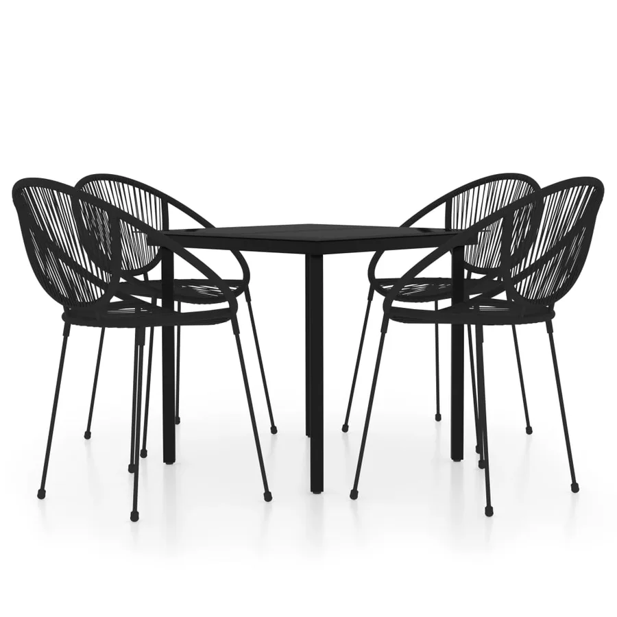Ensemble à manger de jardin 5 pcs Noir - 2