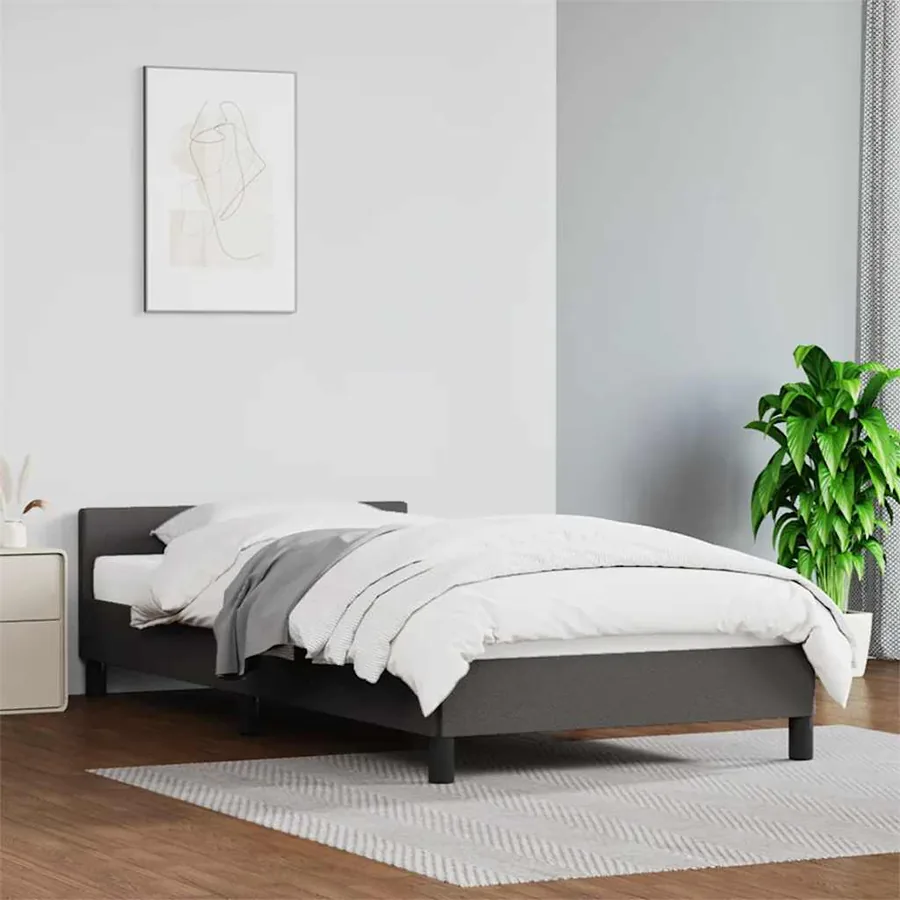 Cadre de lit avec tête de lit sans matelas gris 90x200 cm