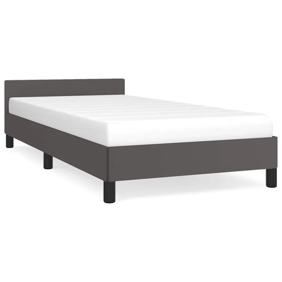 Cadre de lit avec tête de lit sans matelas gris 90x200 cm - 2