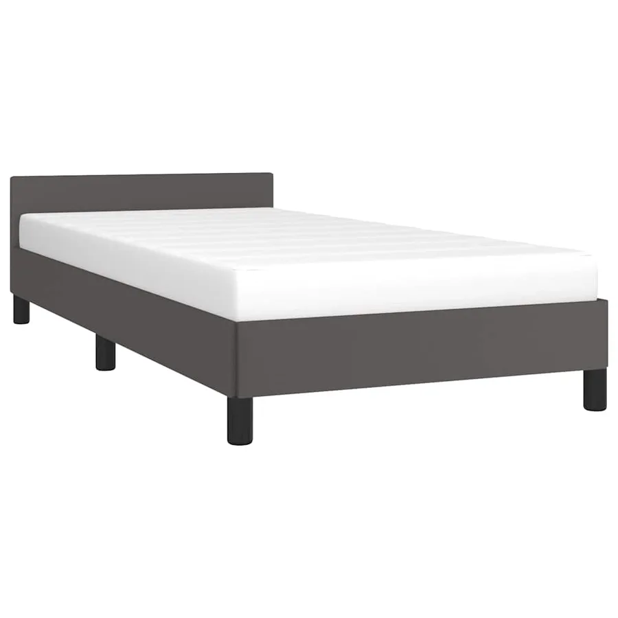 Cadre de lit avec tête de lit sans matelas gris 90x200 cm - 3