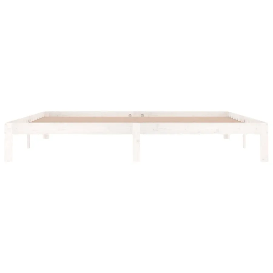 Cadre de lit sans matelas blanc bois massif de pin 200x200 cm - 4