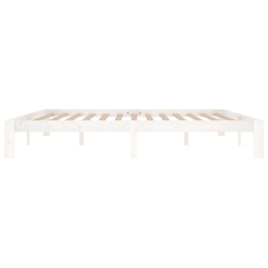Cadre de lit sans matelas blanc bois massif de pin 200x200 cm - 5
