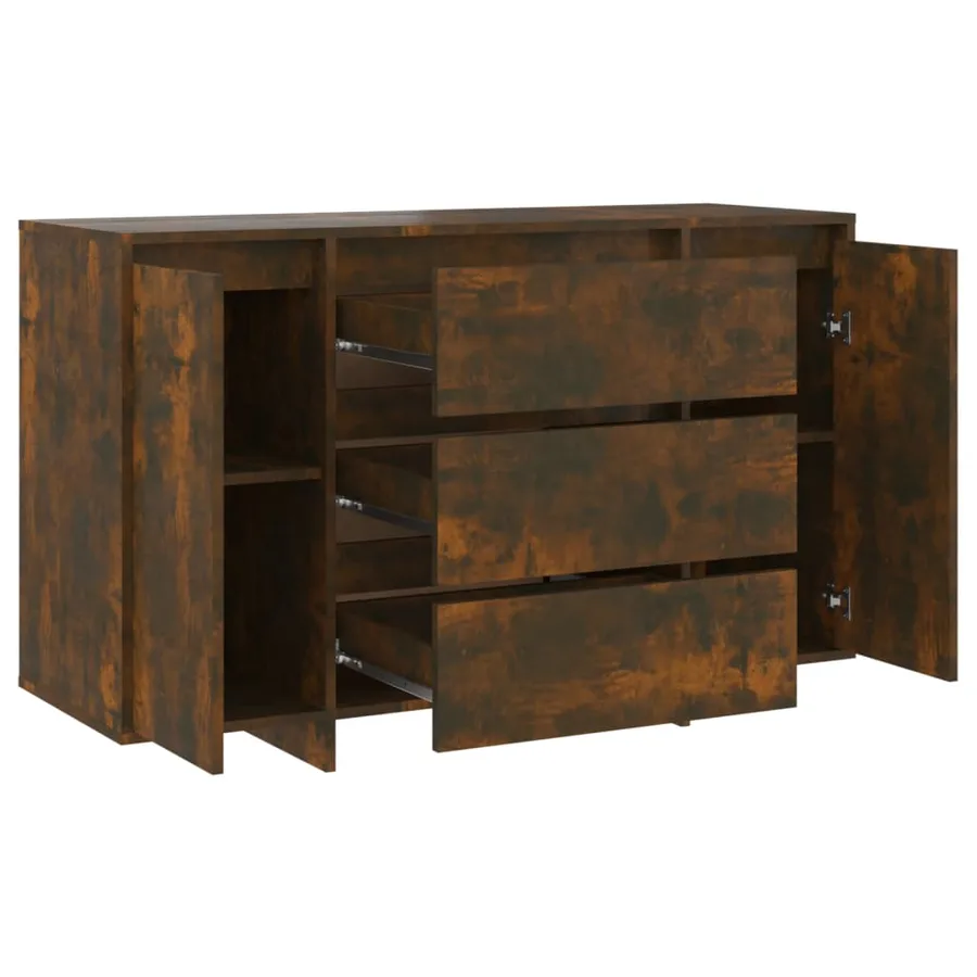 Buffet avec 3 tiroirs chêne fumé 120x41x75 cm bois d'ingénierie - 7