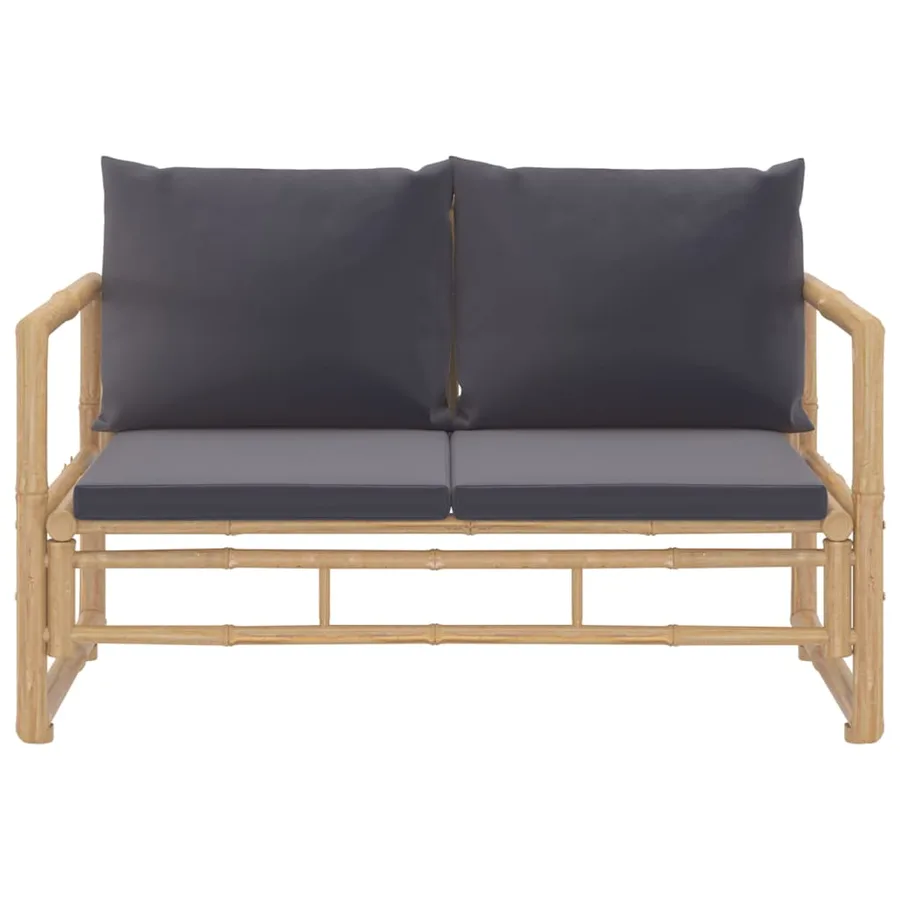 Salon de jardin 2 pcs avec coussins gris foncé bambou - 6