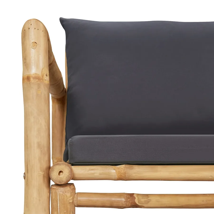 Salon de jardin 2 pcs avec coussins gris foncé bambou - 8