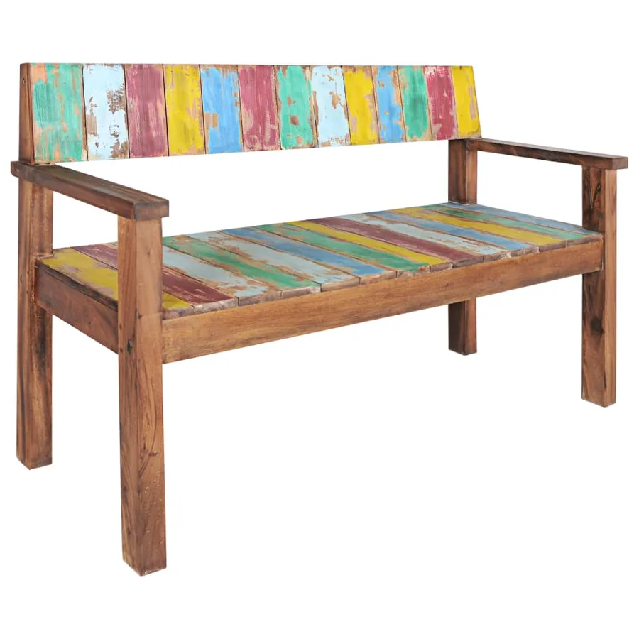 Banc 115 cm Bois de récupération massif - 8