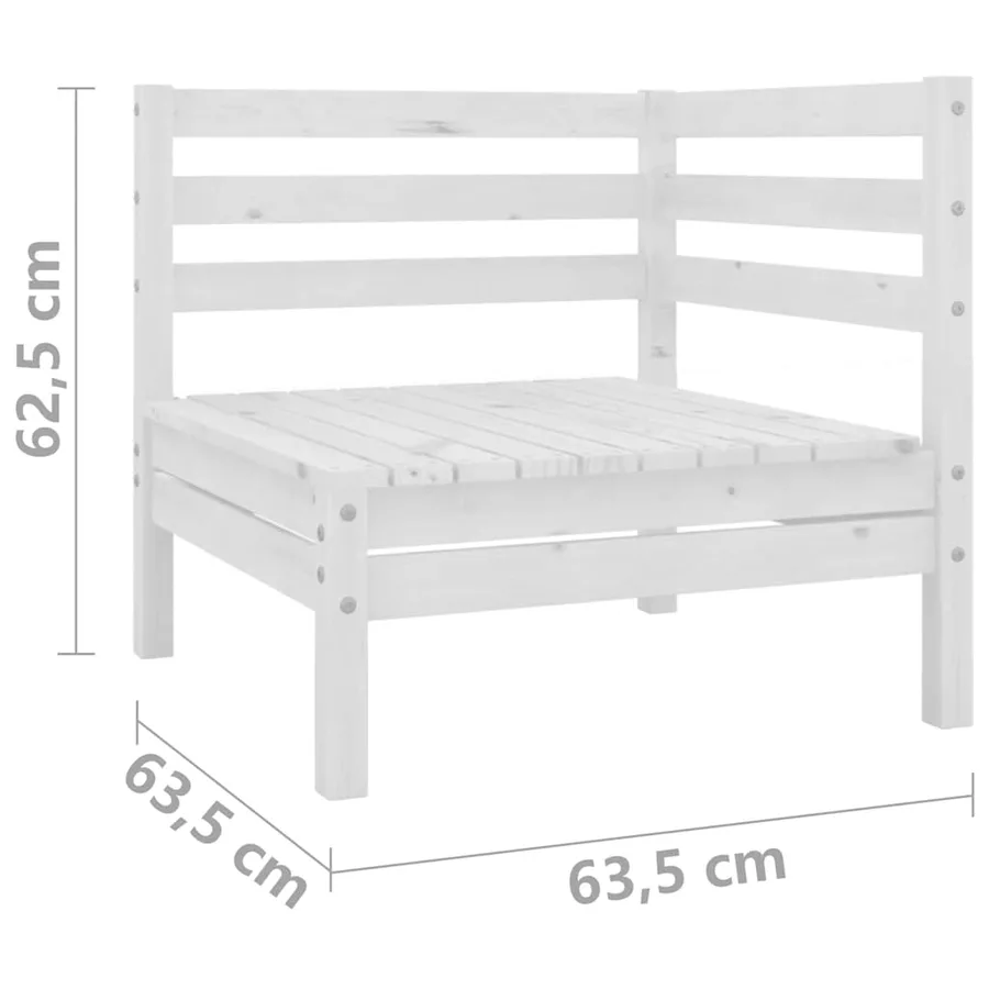 Salon de jardin 3 pcs Blanc Bois de pin massif - 16