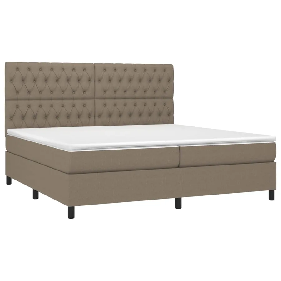 Sommier à lattes de lit avec matelas Taupe 200x200 cm Tissu - 3