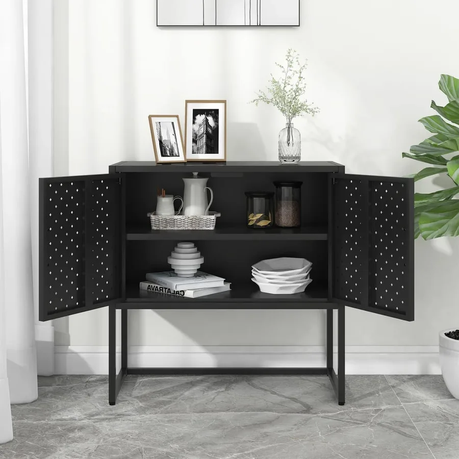 Buffet Noir 75x35x75 cm Acier - 3
