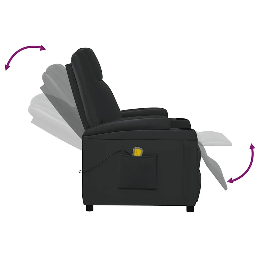 Fauteuil de massage Noir Similicuir - 7