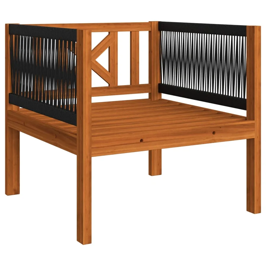 Salon de jardin 6 pièces avec coussins, bois d'acacia crème et corde - 5
