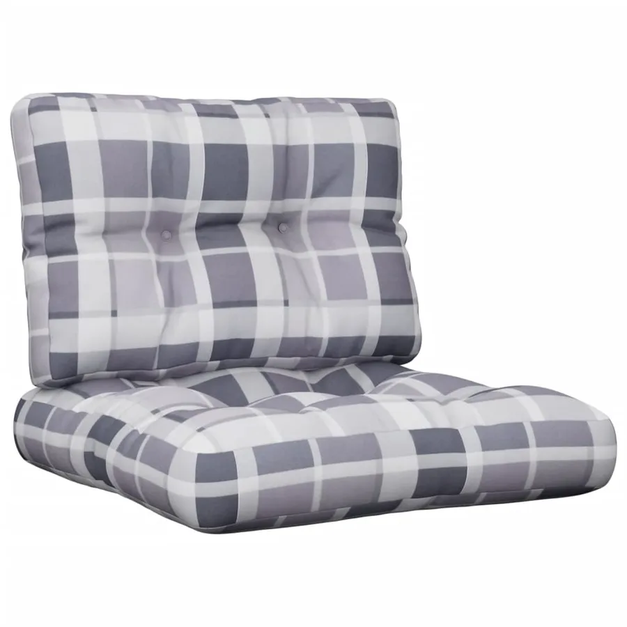 Coussins de palette lot de 2 motif à carreaux gris tissu - 2